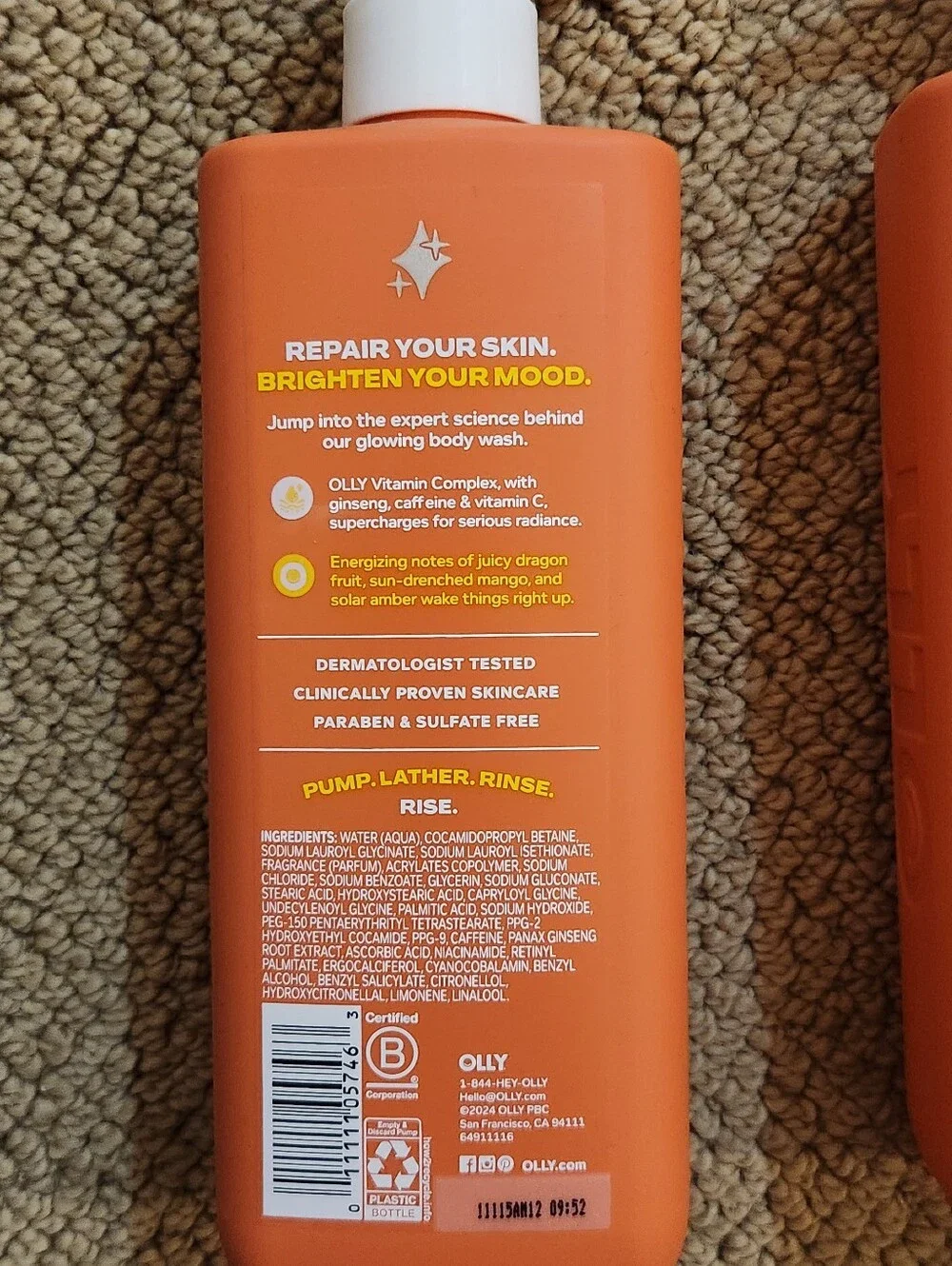 Brand New Bottles of Olly Bright Body Wash 17 fl oz